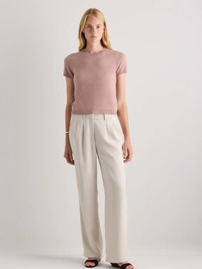 Quince Mongolian Cashmere Tee in Limited Edition Heathre Vintage Pink Medium
